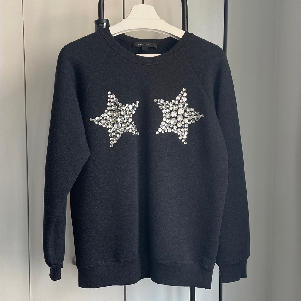 Marc Jacobs Black Collection Sweater with Silver Star Embellishments. Size S